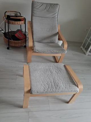 Sillón y reposapiés Ikea gris, venta en mano