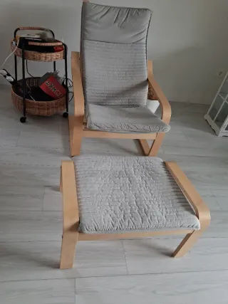 Sillón y reposapiés Ikea gris, venta en mano