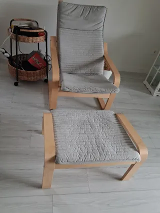 Sillón y reposapiés Ikea gris, venta en mano