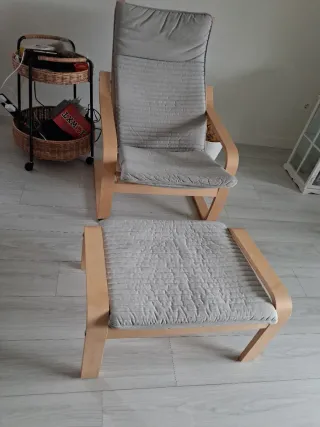 Sillón y reposapiés Ikea gris, venta en mano