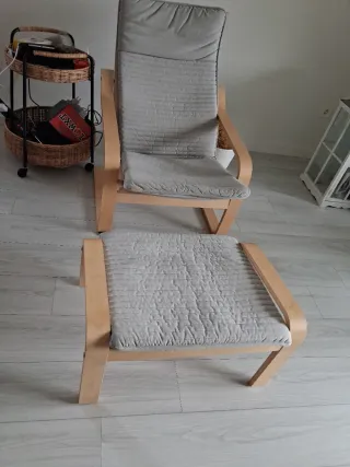 Sillón y reposapiés Ikea gris, venta en mano