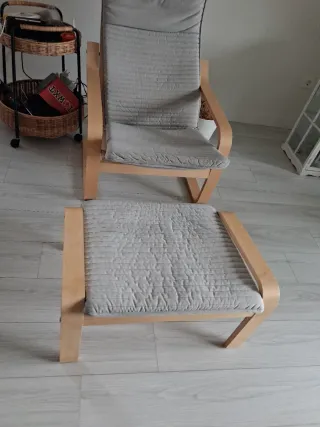 Sillón y reposapiés Ikea gris, venta en mano