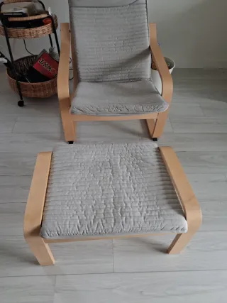 Sillón y reposapiés Ikea gris, venta en mano