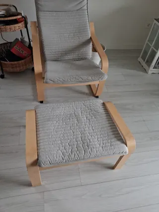 Sillón y reposapiés Ikea gris, venta en mano