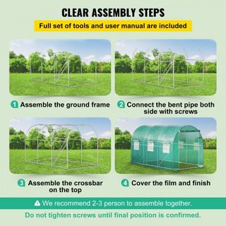 Invernadero de túnel portátil, 3.6 x 2 x 2 m / 12 x 7 x 7 pies Casa caliente para plantas con arcos de acero galvanizado, 1 viga superior, 2 postes diagonales, 2 puertas con cremallera y 6 ventana...