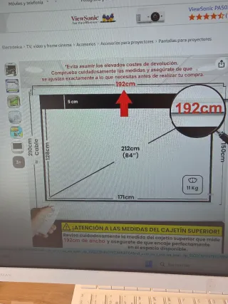 Pantalla Proyeccion 84 Pulgadas