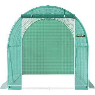 Invernadero de túnel portátil, 4.5 x 2 x 2 m / 15 x 7 x 7 ft Casa caliente para plantas con arcos de acero galvanizado, 1 viga superior, 2 postes diagonales, 2 puertas con cremallera y 8 ventanas ...