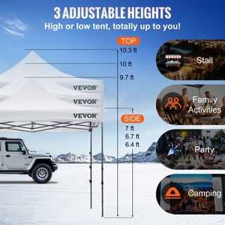 Tienda de Carpa Plegable de 304.8 x 304.8 cm, Gazebo de Patio al Aire Libre con Paredes Laterales Desmontables y Bolsa con Ruedas, Refugio Instantáneo Resistente a los Rayos UV y al Agua para Fies...