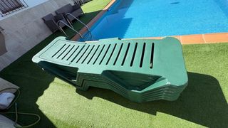 Hamaca de piscina/jardín de plástico verde