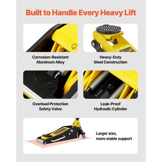 Gato de Piso, Gato de Piso de Perfil Bajo de 1.5 Toneladas, Gato de Piso de Carreras de Aluminio y Acero con Bomba de Elevación Rápida de Doble Pistón, Rango de Elevación del Gato de Piso 80 mm-365 mm