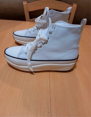 Zapatillas Blancas Altas Estilo Converse