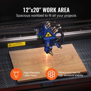 Grabador láser CO2 de 50W, 30 x 51 cm (12 x 20 in), máquina cortadora láser de 500 mm/s (19.7 IPS) con asistencia de aire de doble paso, compatible con LightBurn, CorelDRAW, AutoCAD, Windows, Mac ...