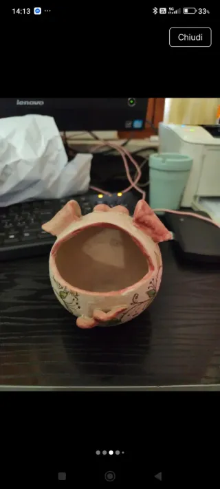 Porta penne maialino ceramica vietrese fatto a man