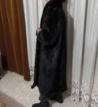 Abrigo largo piel negro talla L