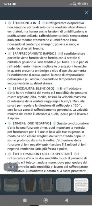 Raffreddatore aria ufficio/stanze piccole