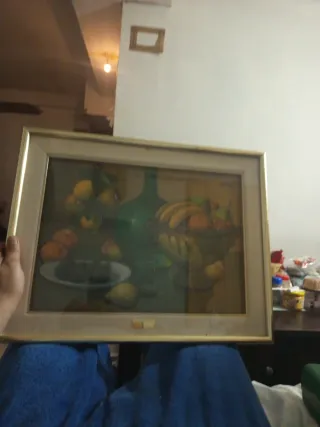 Cuadro Bodegón Relieve Dorado