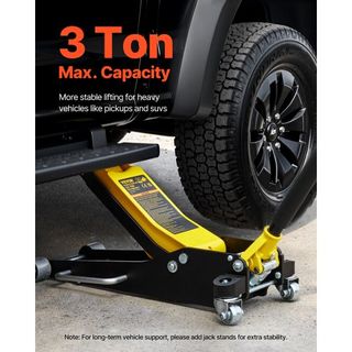 Gato de Piso, Gato de Piso de Perfil Bajo de 3 Toneladas, Gato de Piso de Carreras de Aluminio y Acero con Bomba de Elevación Rápida de Doble Pistón, Rango de Elevación del Gato de Piso 90 mm-500 mm