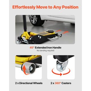 Gato de Piso, Gato de Piso de Perfil Bajo de 3 Toneladas, Gato de Piso de Carreras de Aluminio y Acero con Bomba de Elevación Rápida de Doble Pistón, Rango de Elevación del Gato de Piso 90 mm-500 mm