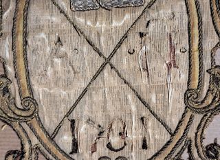 Bordado barroco iniciales A Ñ. España, año 1701