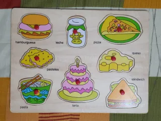 Rompecabezas madera comida bebés con agarres