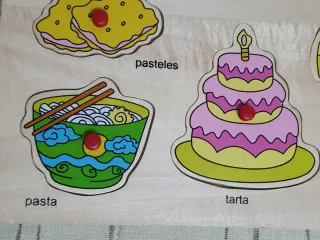 Rompecabezas madera comida bebés con agarres