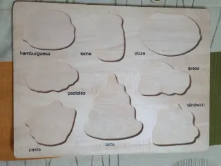 Rompecabezas madera comida bebés con agarres