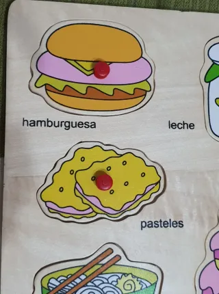 Rompecabezas madera comida bebés con agarres