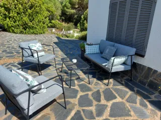 Conjunto 2 sillones, sofá y mesa exterior