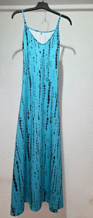 Vestido largo estampado tie-dye azul