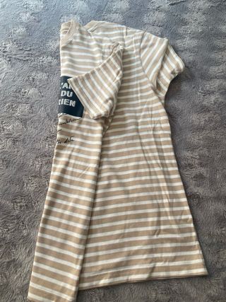 Camiseta Zara Rayas Beige y Blanca