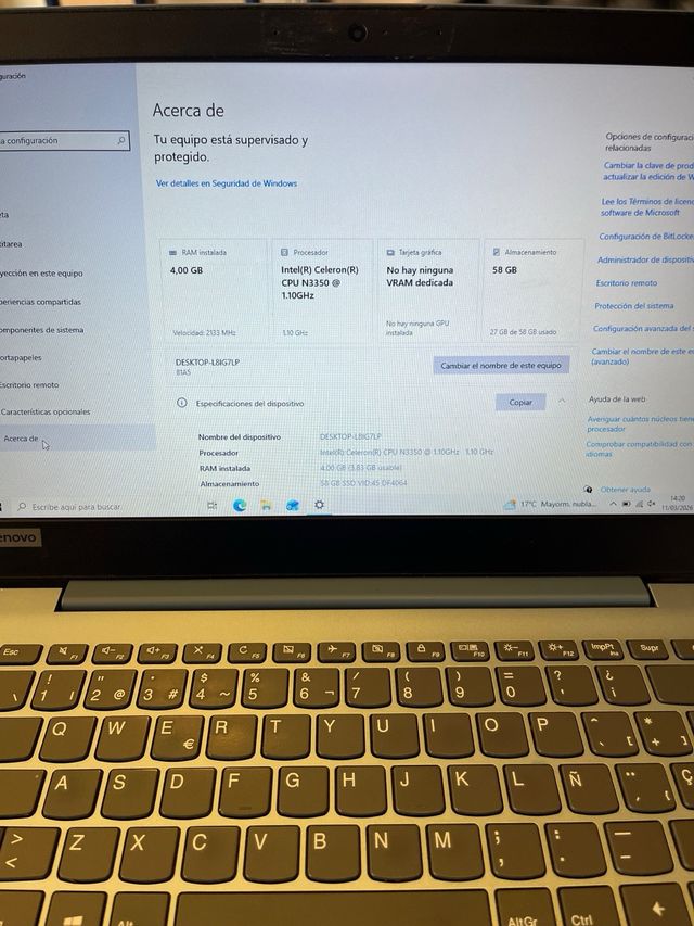 Portátil Lenovo Plata y Negro