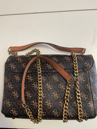 Bolso y Cartera Guess Marrón y Dorado original