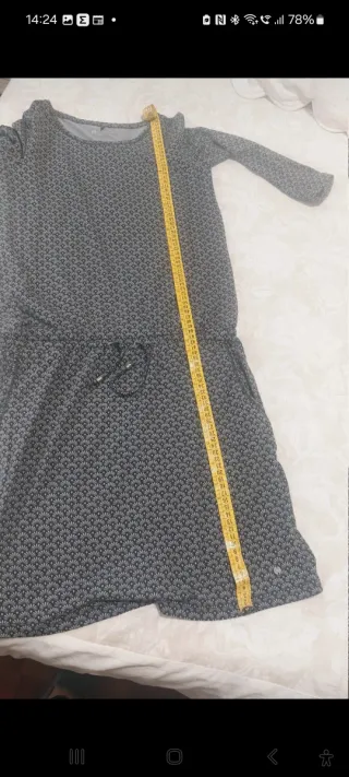 Vestido estampado gris y azul, talla 38