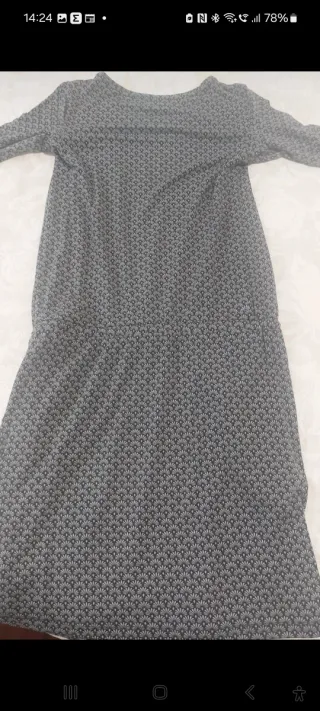 Vestido estampado gris y azul, talla 38