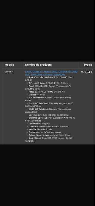 PC Gaming Ryzen 5 RTX 2060 + 2 Monitores