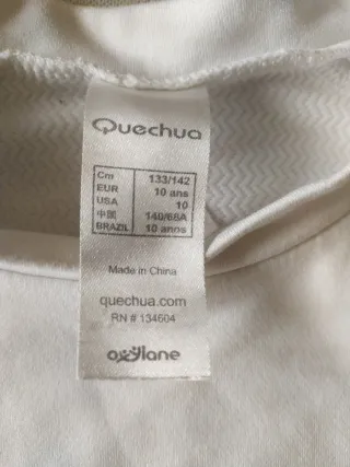 Camiseta térmica Quechua blanca. Niño. Talla 10