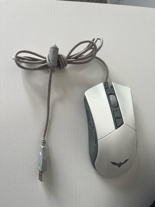 Ratón gaming USB blanco y gris