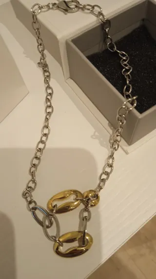 Collar Lotus Plata y Oro Caja y Bolsa