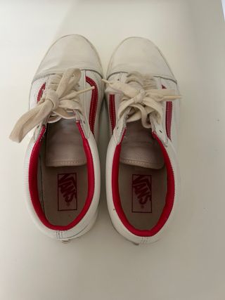 Zapatillas Vans Piel Blancas y Rojas