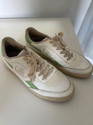 Zapatillas Saye Piel Blancas y Verdes