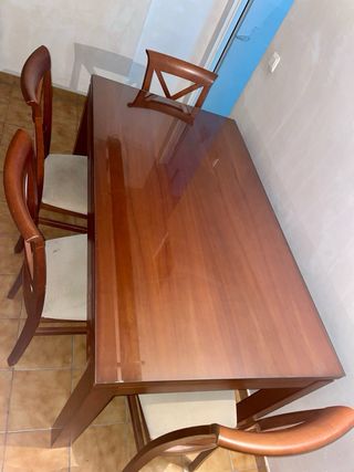 Mesa Comedor Madera Cerezo y Cristal