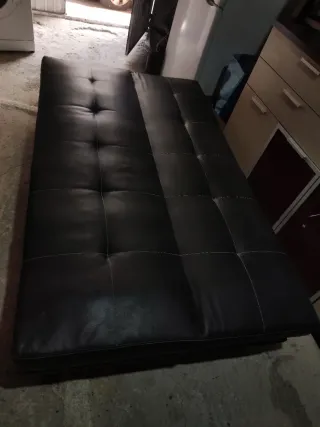 Sofá Cama Piel Sintética Negro