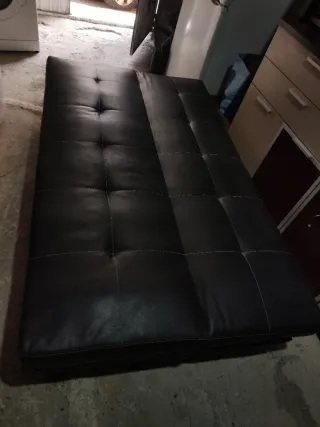 Sofá Cama Piel Sintética Negro