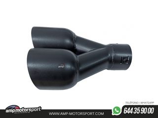 COLA DE ESCAPE INOX DE DOBLE SALIDA REDONDA 89MM NEGRO MATE - DERECHA