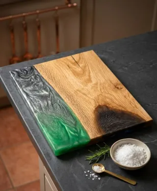 Tagliere vassoio legno massello resina epossidica