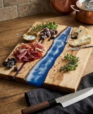 Tagliere vassoio legno massello resina epossidica