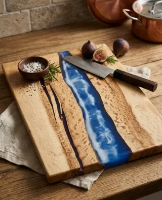 Tagliere vassoio legno massello resina epossidica
