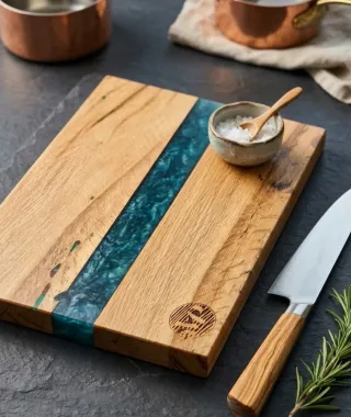 Tagliere vassoio legno massello resina epossidica