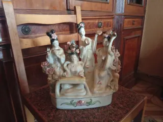 Figura Geishas Música Flores Porcelana