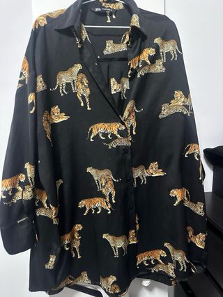 Vestido Zara Leopardo Negro y Dorado